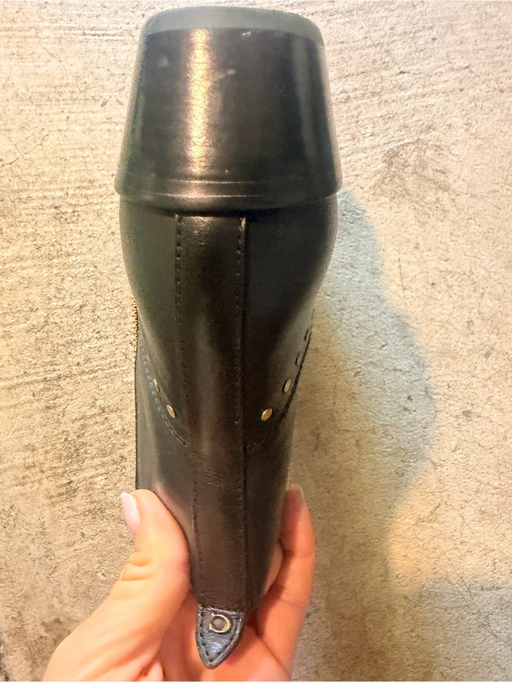 Coach Black Leather Ankle Boots with Gold Stud Accents - Picture 10 of 14